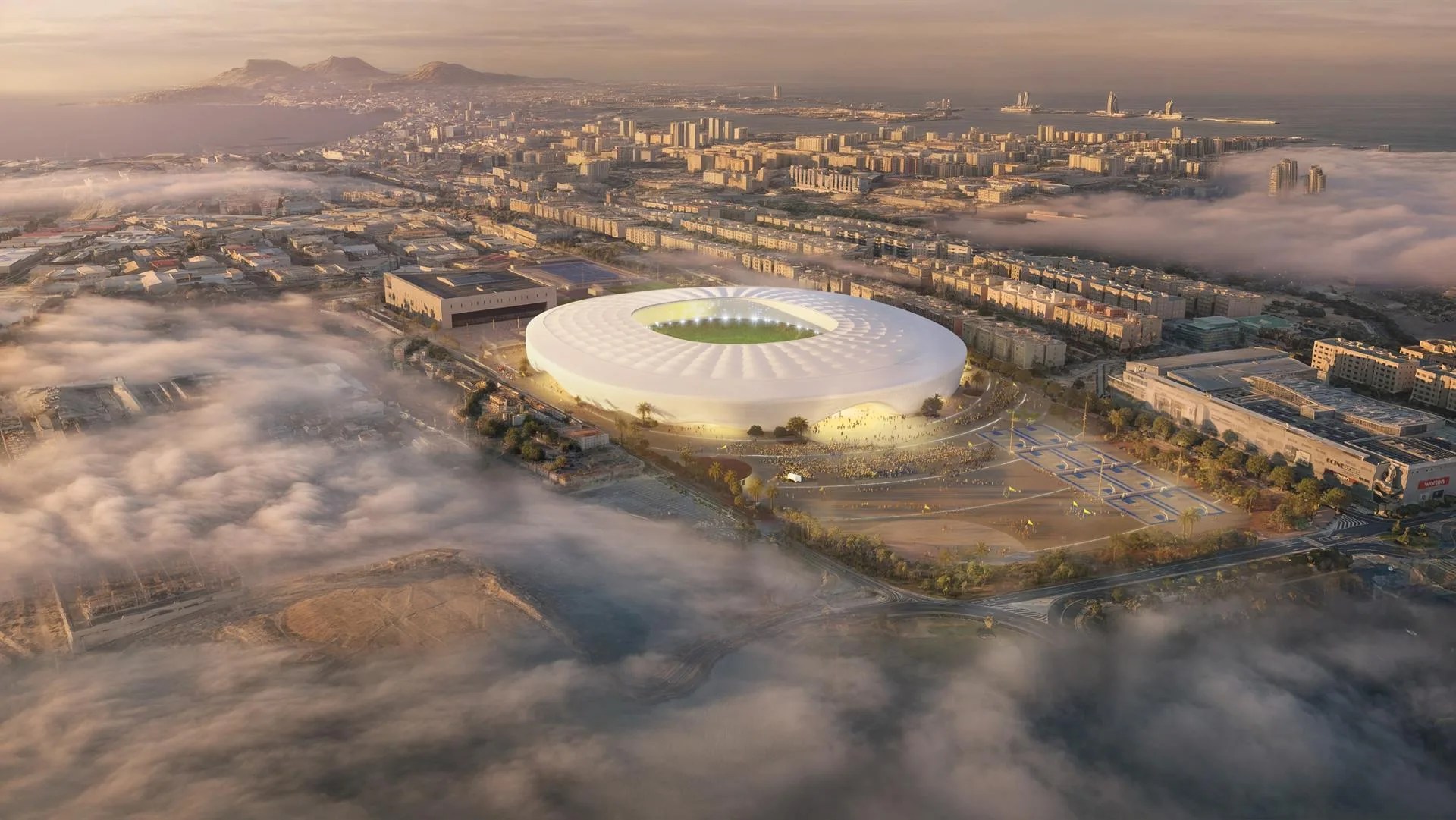 Imagen facilitada por el Cabildo de Gran Canaria con una simulación de cómo quedará el estadio tras la reforma. EFE