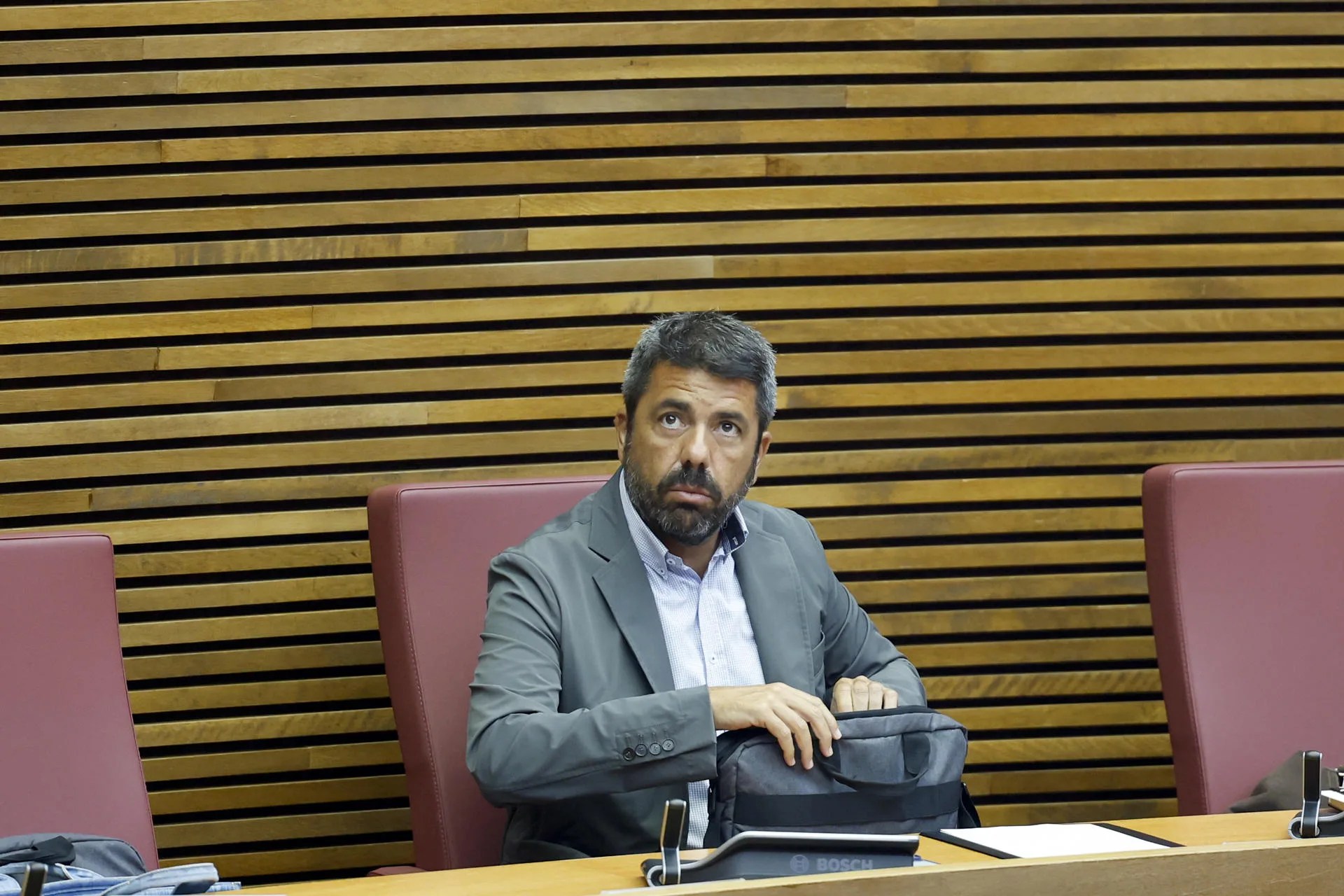 El expresident de la Generalitat y diputado del PP, Carlos Mazón, en un pleno de Les Corts. EFE/Ana Escobar/Archivo