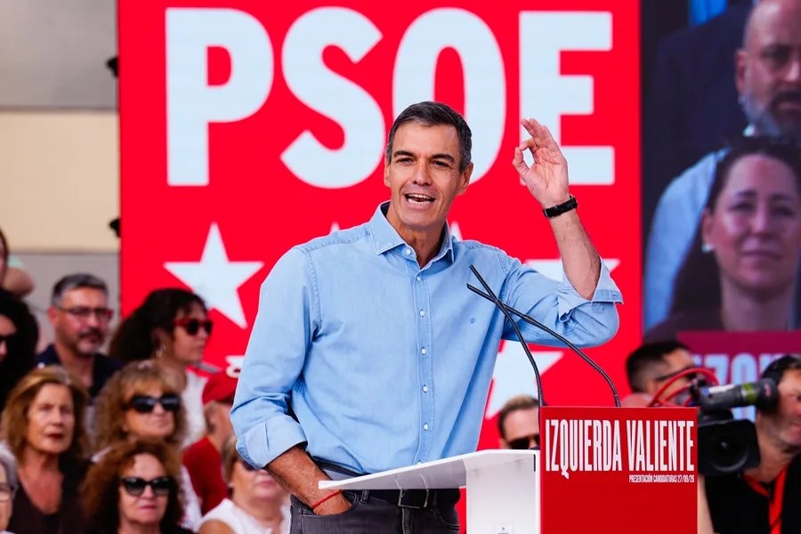 El presidente del Gobierno, Pedro Sánchez, este domingo en Getafe.