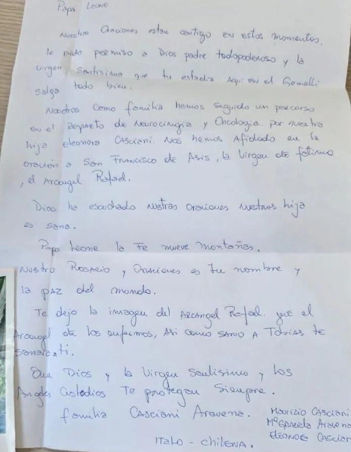 El papa León XIV está recibiendo estos días cartas de apoyo para su pronta recuperación de parte de los niños ingresados en el departamento de oncología