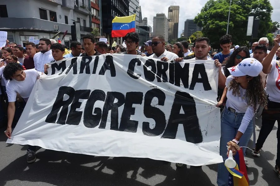 María Corina Machado reitera el llamado a protestar para exigir una fecha de elecciones presidenciales en Venezuela