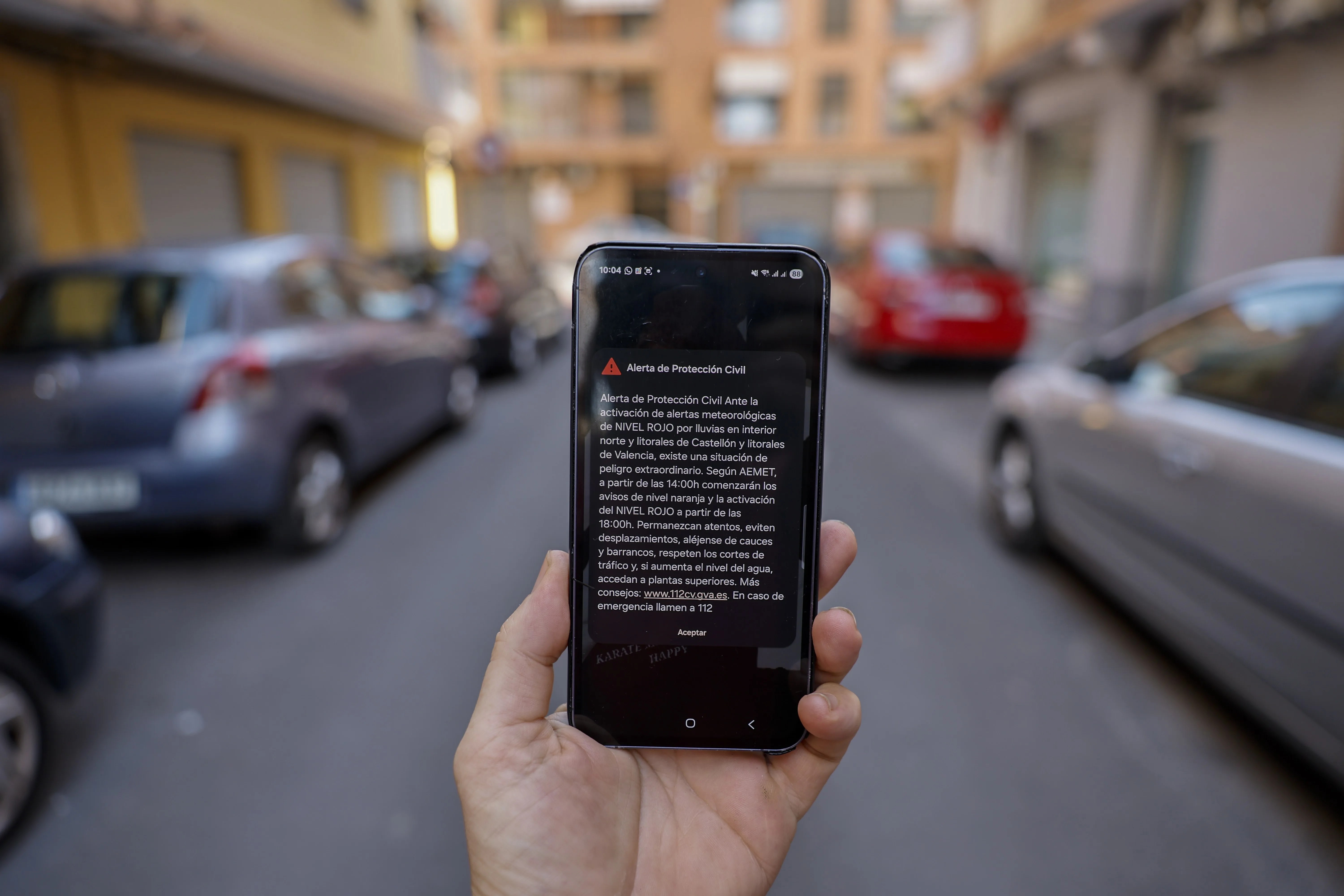 Mensaje Es-Alert enviado por la Generalitat valenciana ante el "peligro extraordinario" por lluvias.
