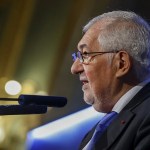 El presidente del Tribunal Constitucional, Cándido Conde-Pumpido participa en un desayuno informativo