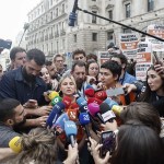 Las portavoces del Sindicato de Inquilinas Valeria Racu (i) y Alicia del Río (d)
