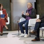 Debate con los secretarios generales de UGT, Pepe Álvarez (c) y CCOO, Unai Sordo (d); este jueves durante 'Los Desayunos' de RTVE y EFE