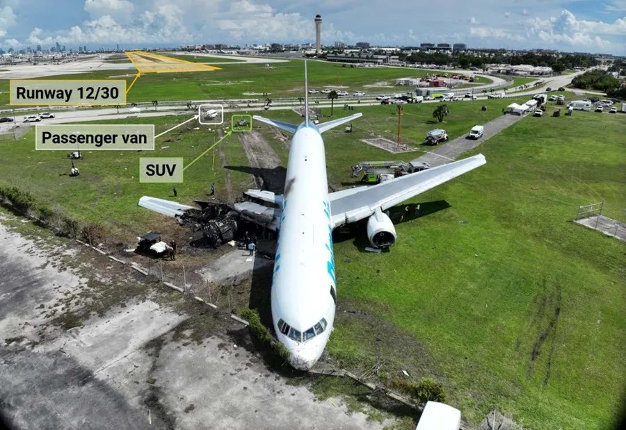 El avión de Amazon Air que mató a cinco cubanos en Miami viajaba a 327 km/h antes del choque