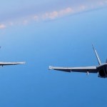 Imagen de archivo de dos aviones de combate.