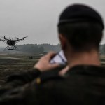 Imagen de archivo de pruebas con un dron militar