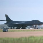 Un bombardero Lancer en la base de RAF Fairford en Gloucestershire, Reino Unido