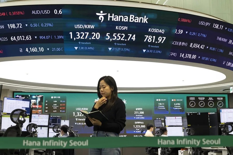 El Kospi surcoreano se hunde más de un 5 % en la apertura, tras caídas en Wall Street