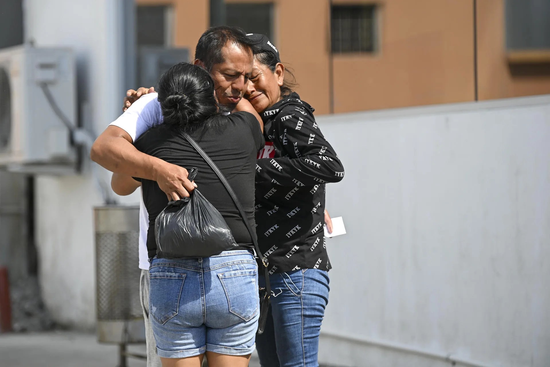 (FILE) People react to the release of 32 crew members from two Ecuadorian vessels destroyed last week by the United States in the Pacific Ocean, who were accused of having alleged ties to the criminal group Los Choneros, Sept. 8, 2026. EFE/Ariel Ochoa