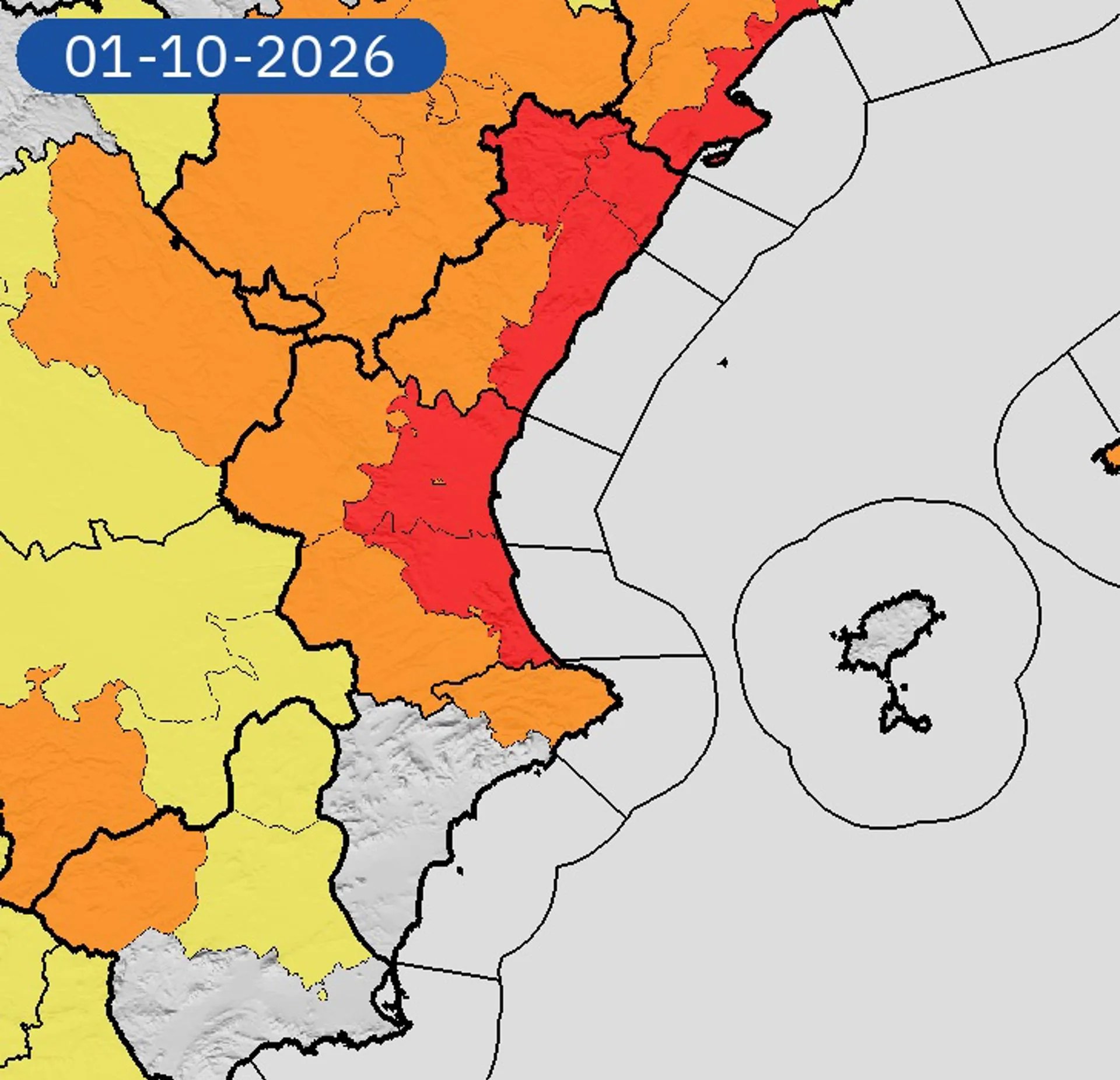 Mapa de la previsión de Aemet.