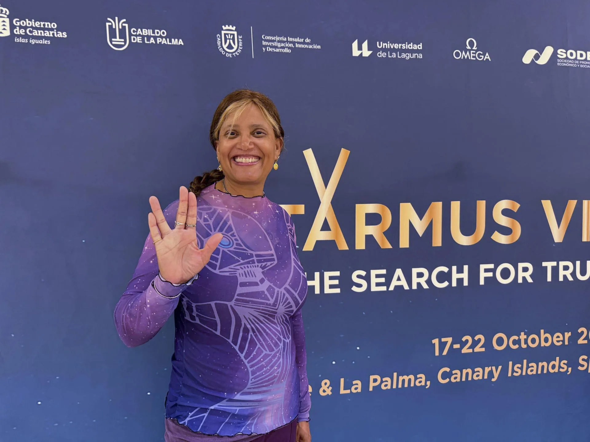 La geocientífica y astronauta estadounidense Sian Proctor, en el festival Starmus en Tenerife. EFE/Cristina Magdaleno