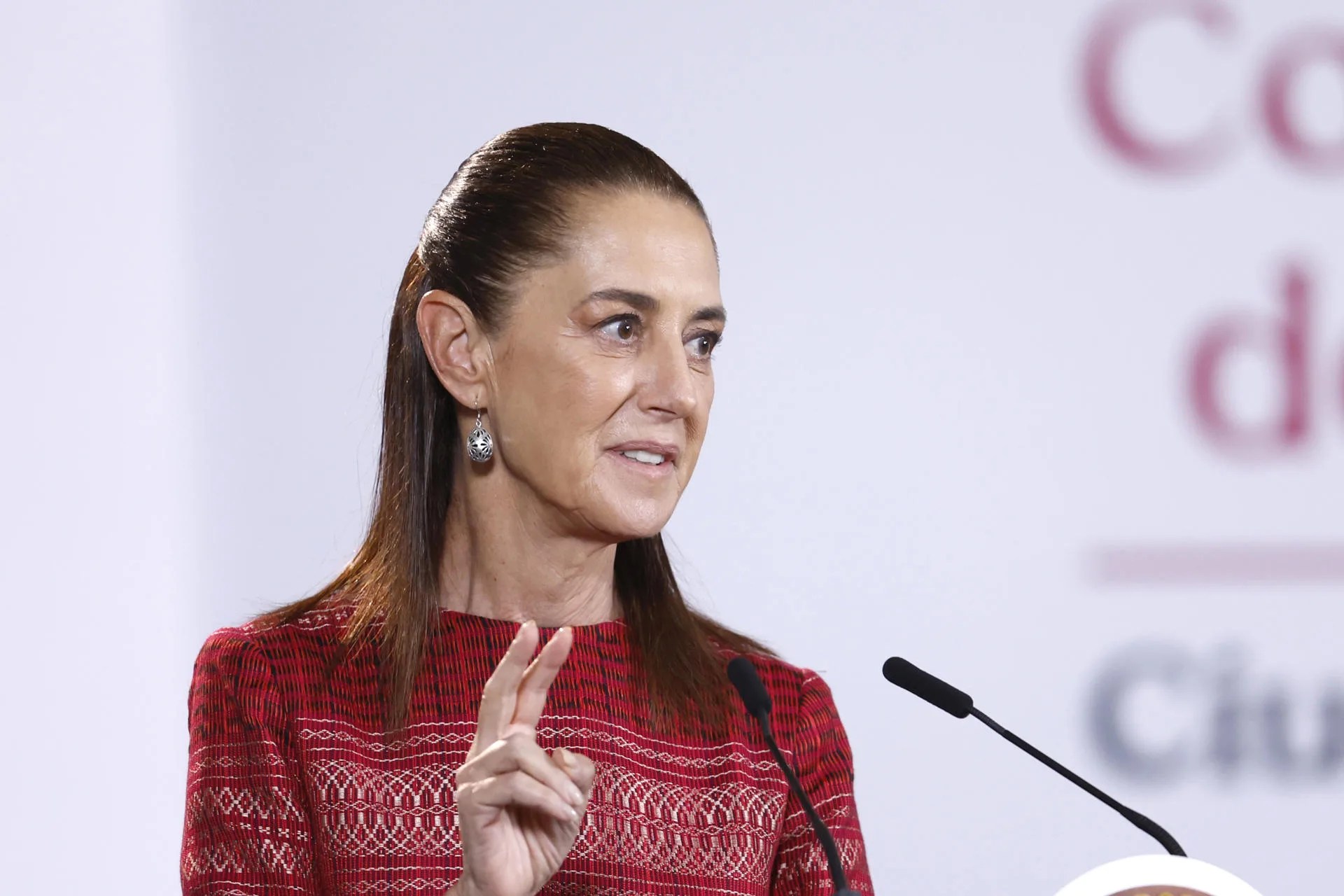 Mexican President Claudia Sheinbaum speaks during a press conference on Tuesday at the National Palace in Mexico City (Mexico). Oct. 13, 2026. EFE/Sáshenka Gutiérrez
