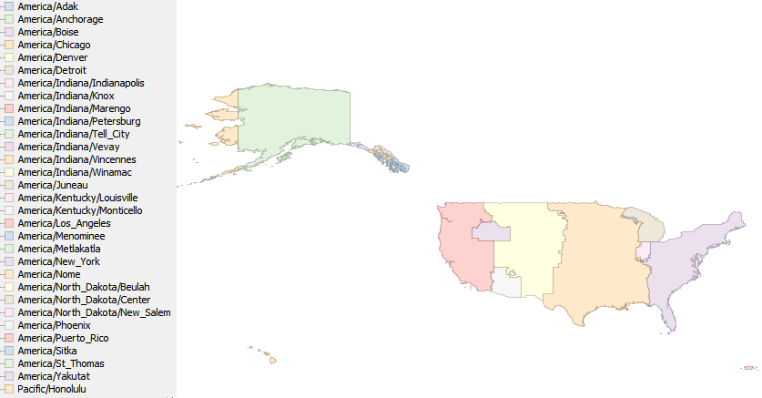 A Map Of The Tz Timezones Of The Us