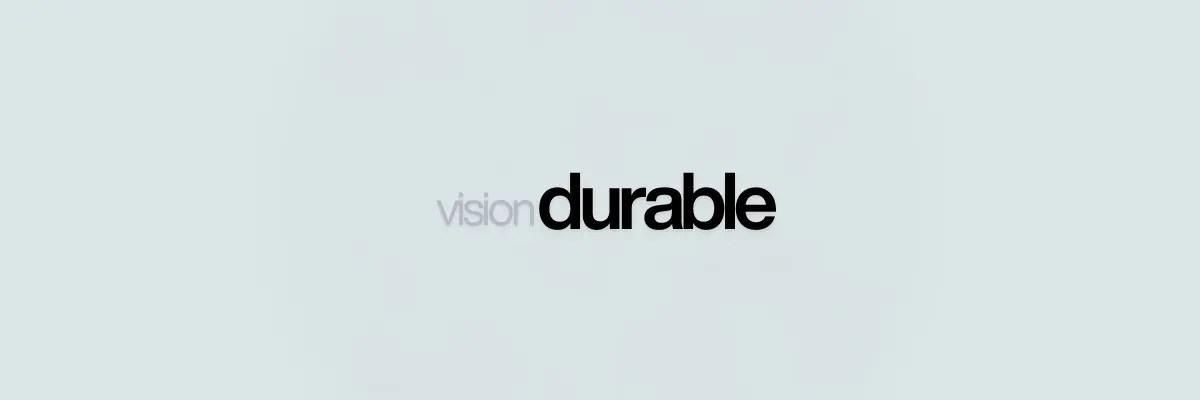 Mots « vision durable » avec contraste visuel entre les termes, sur fond minimaliste.