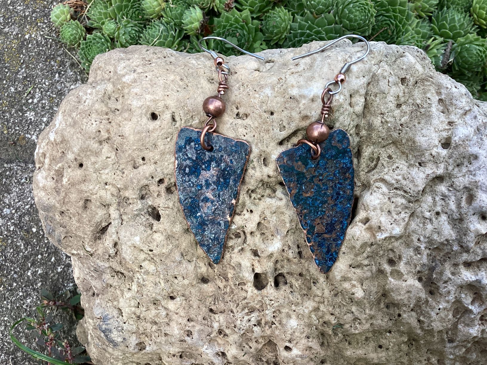Copper Green Patina Earrings