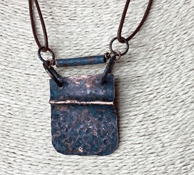 Funky Blue Patina Pendant Necklace