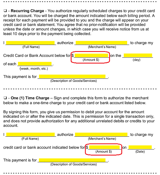 Free Credit Card Ach Authorization Forms Pdf Word Eforms Free Fillable Forms