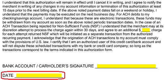 Free Credit Card Ach Authorization Forms Pdf Word Eforms Free Fillable Forms