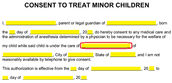 Free Minor Child Medical Consent Form Word Pdf Eforms Free Fillable Forms