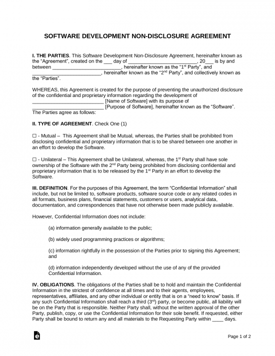 Non Disclosure Nda Agreement Template Eforms Free Fillable Forms