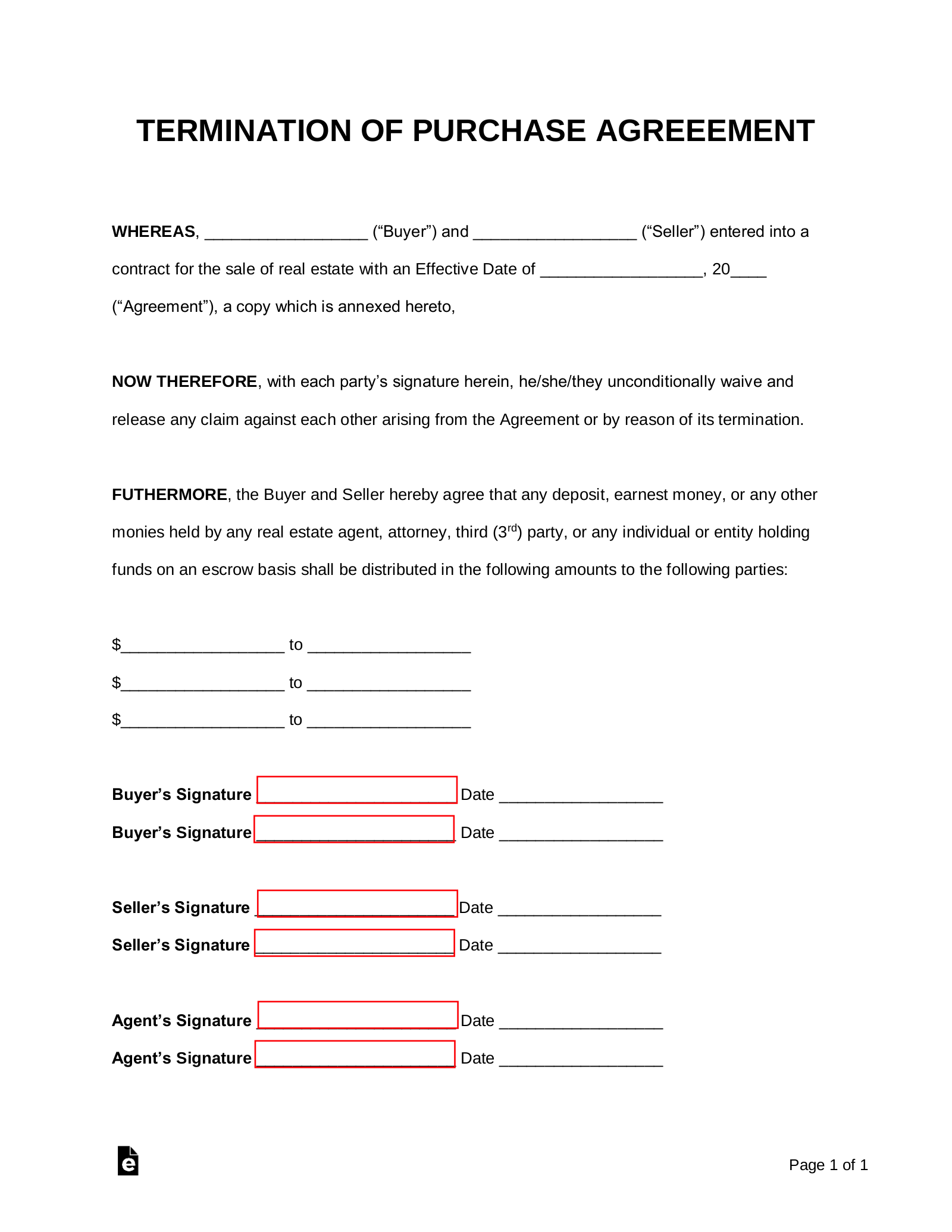 Free Termination Letter To Purchase Agreement Pdf Word Eforms Free Fillable Forms