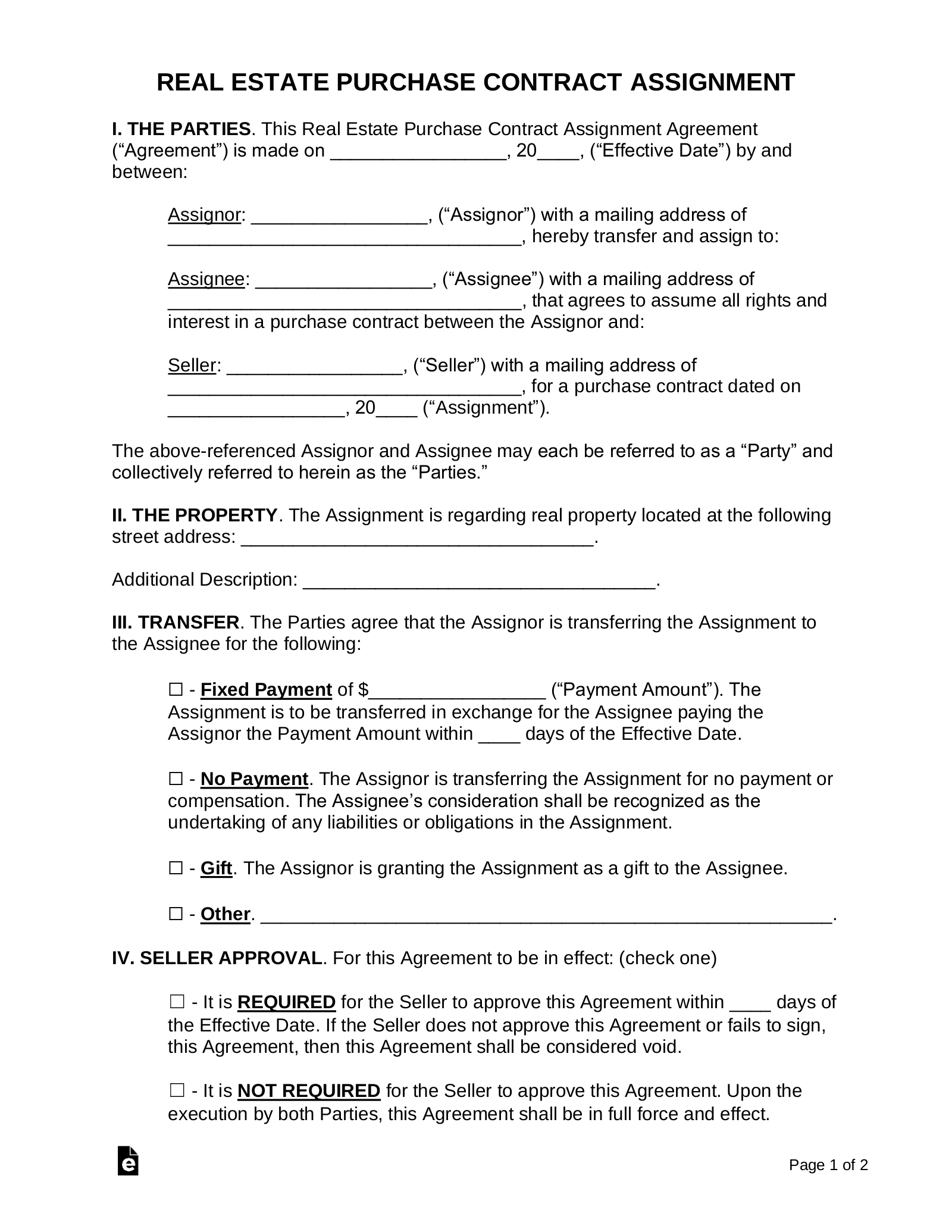 Personal Property Assignment Form.pdf Free Purchase Contract Assignment Form - PDF | Word – eForms