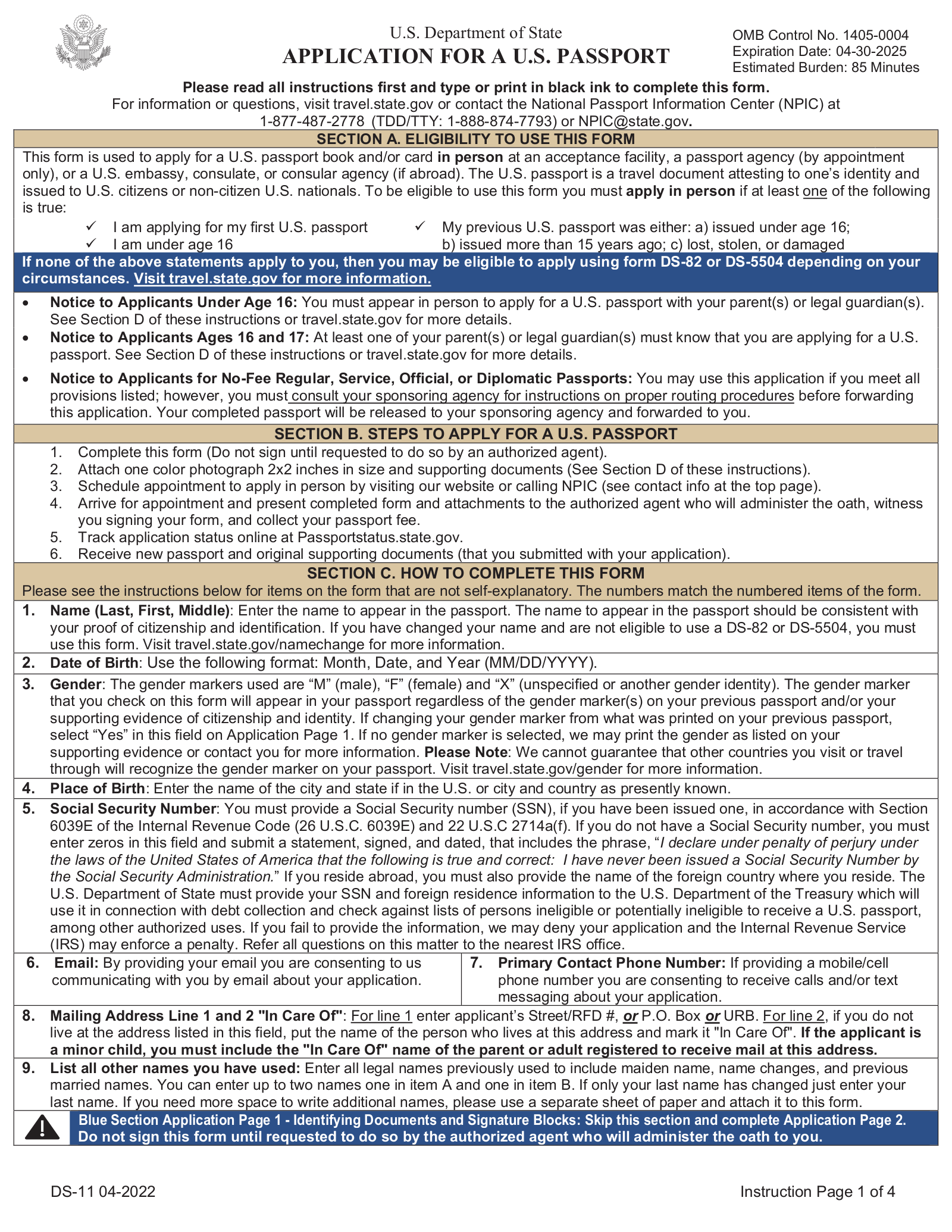 Ds 11 Passport Passport Form Ds 11 