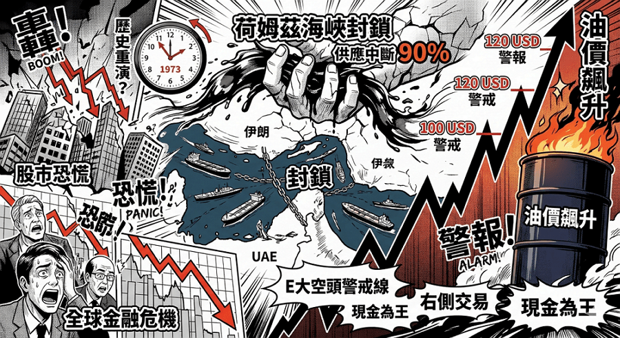 荷姆茲海峽封鎖衝擊：從三次石油危機歷史，看懂油價對台股的空頭警戒線
