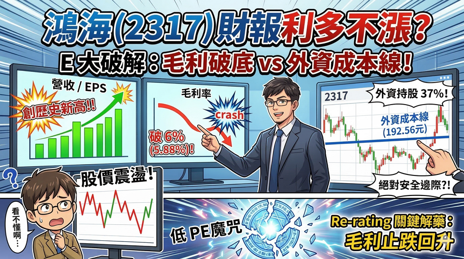 鴻海2317 財報利多不漲？從評價面和外資成本線看懂安全邊際！