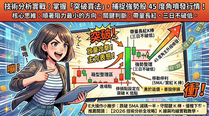 股票突破買進秘訣：如何判斷真假突破？以長紅 K 棒與 3 日不破低法實戰解析
