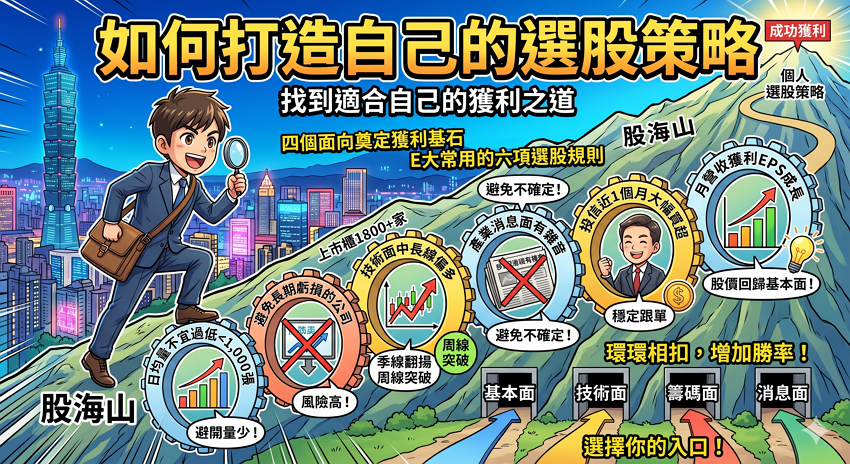如何打造高勝率選股策略？E大常用的 6 項選股規則與 SOP 實戰教學