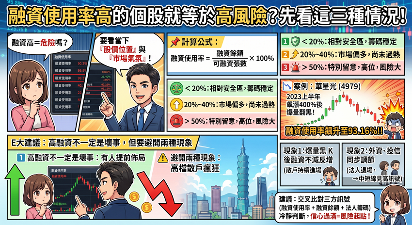 融資使用率高危險嗎？教你計算公式與 3 大判斷區間，避開華星光式融資斷頭風險