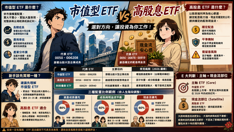 0050 還是 00878？深度解析市值型與高股息 ETF 差異，2026 年最新配置策略公開