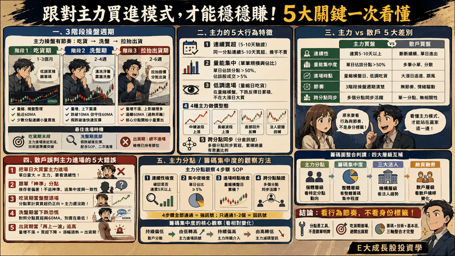 主力的買進模式：3階段操盤週期與5大行為特徵教學｜E大成長股投資筆記