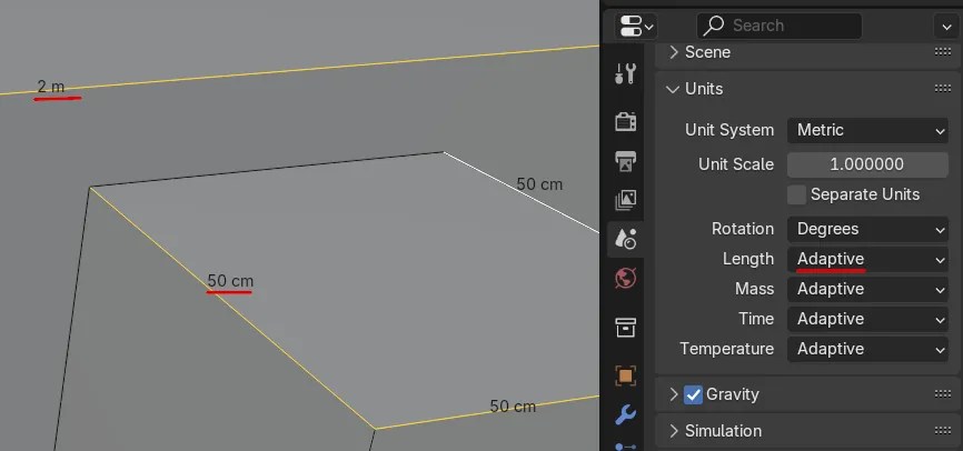 adaptive measurements meter and centimeter 2m and 50cm