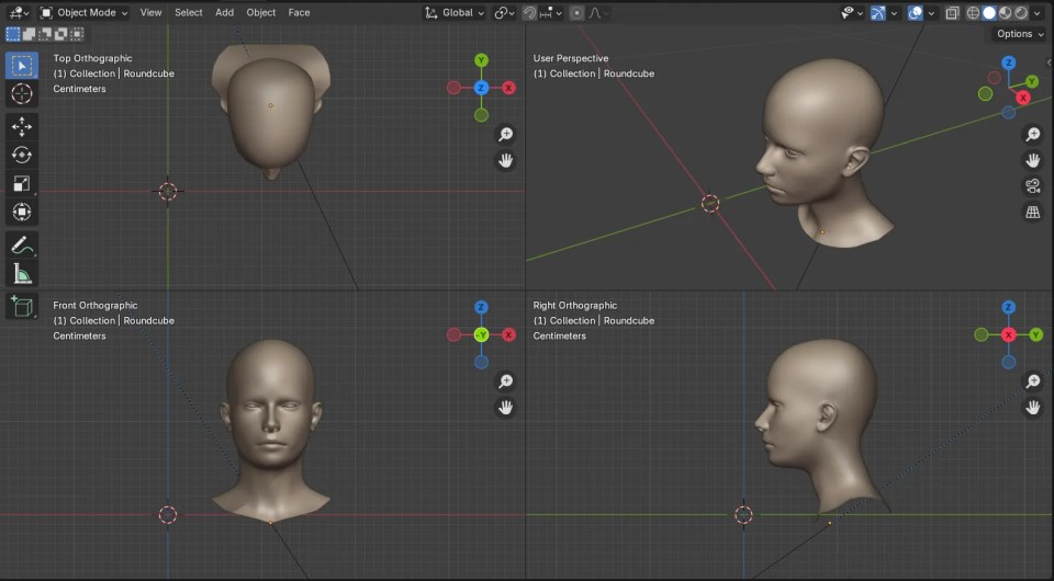 Quad view in blender