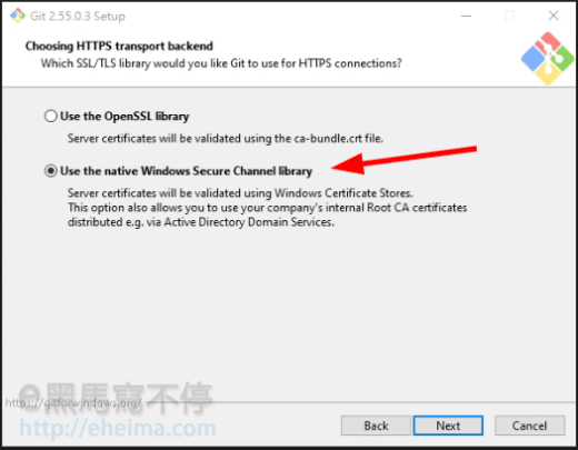 Git 安裝,Windows 版本控制工具環境設定細節【教學】 11 選擇使用Windows憑證庫