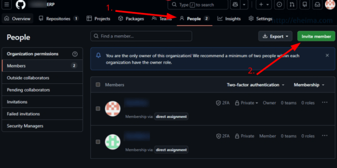 GitHub公司專案,主管如何邀請工程師加入Organization【教學】 3 GitHub邀請成員按鈕