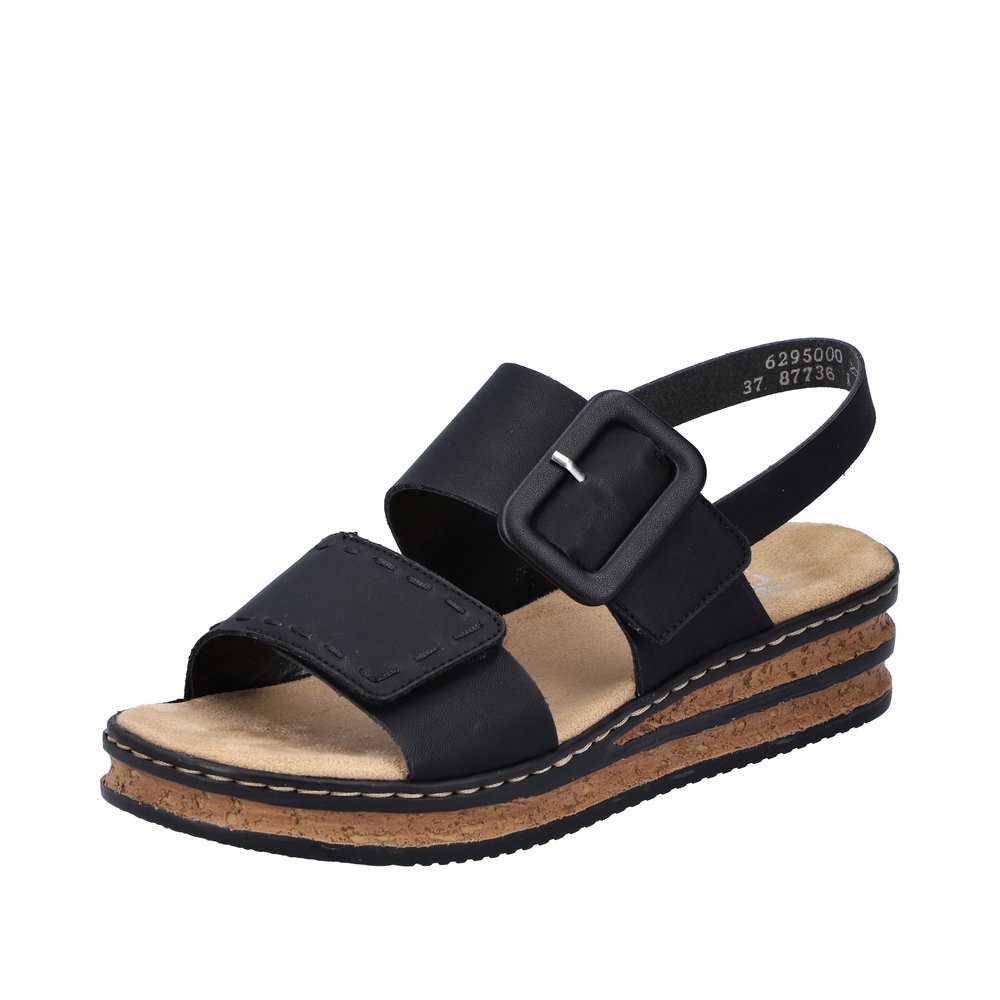 Rieker Black Wedge Sandal