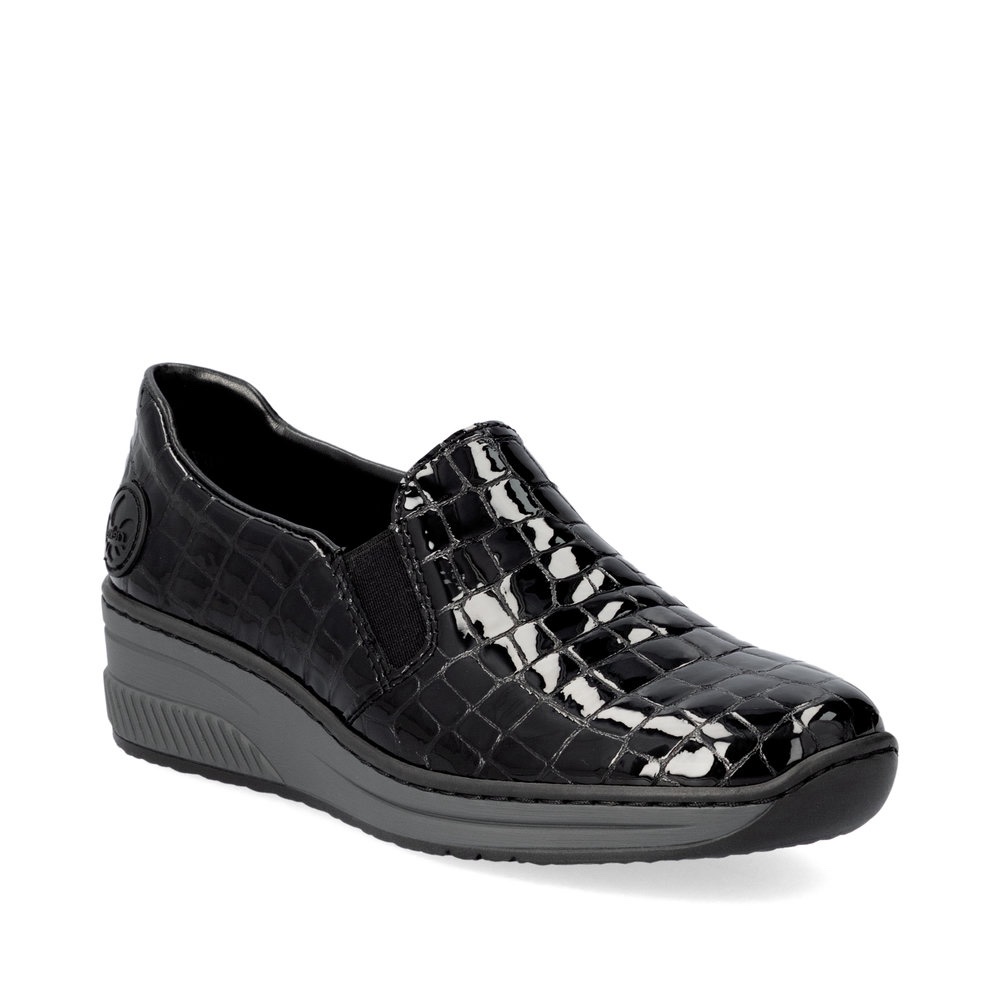 Rieker Black Croc Slip On Shoe