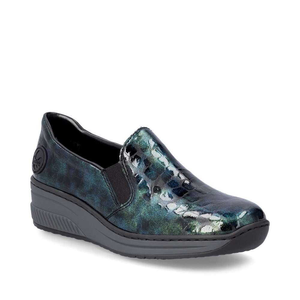 Rieker Green Patent Croc Slip On Shoe