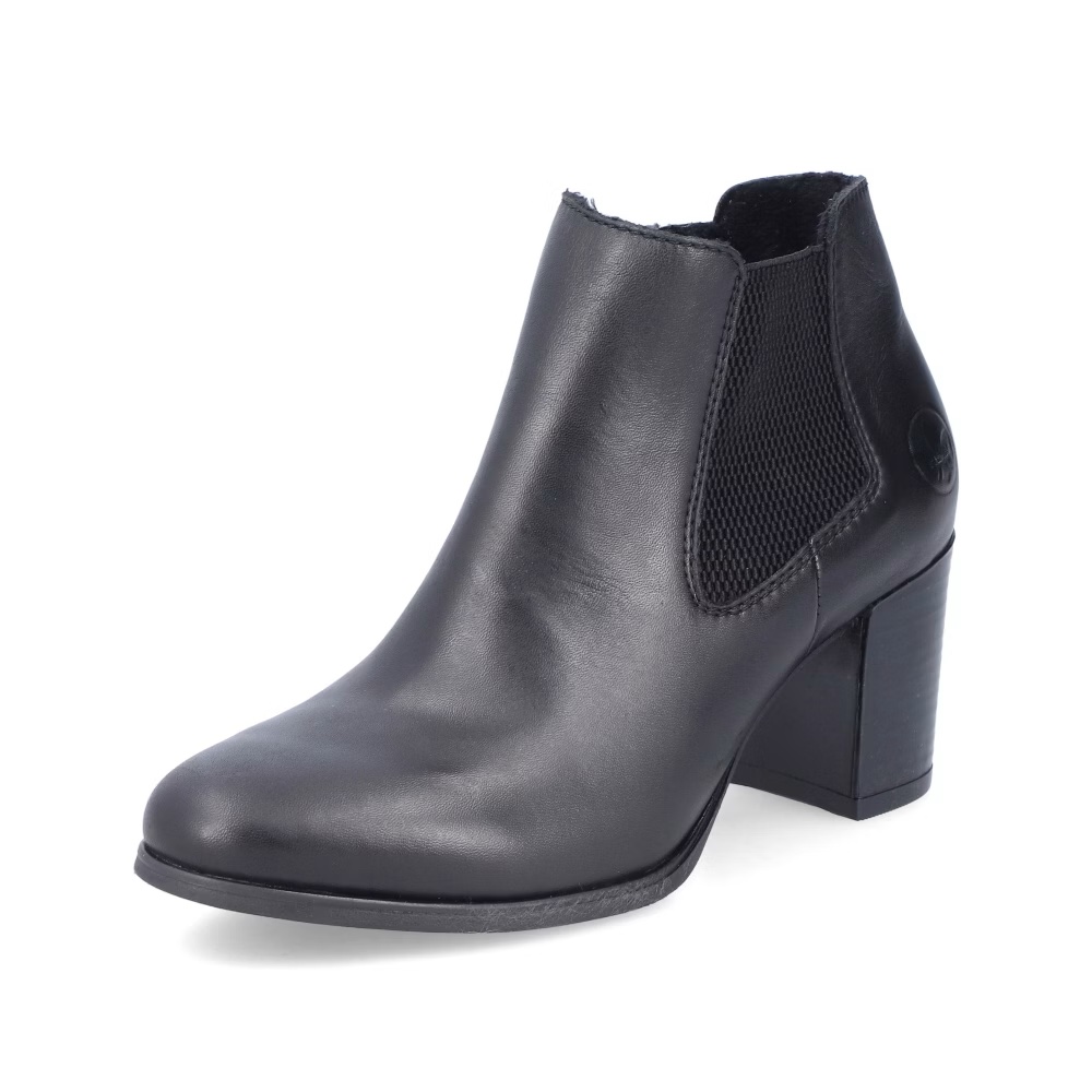 Rieker Black Heeled Ankle Boot
