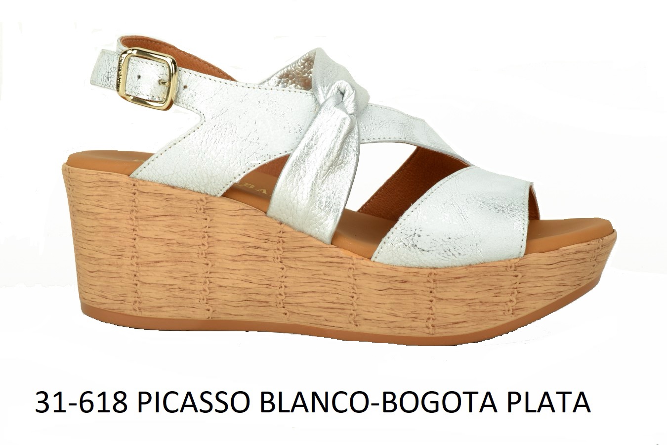 Paula Urban White + Silver Wedge Sandal