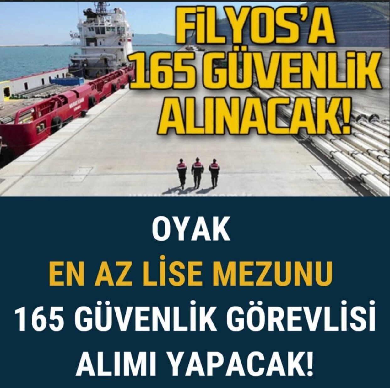 5 BİN 85 TL MAAŞLA EN AZ LİSE MEZUNU PERSONEL ALIM DUYURUSU ZONGULDAK FİLYOS LİMANI PERSONEL ALIMI