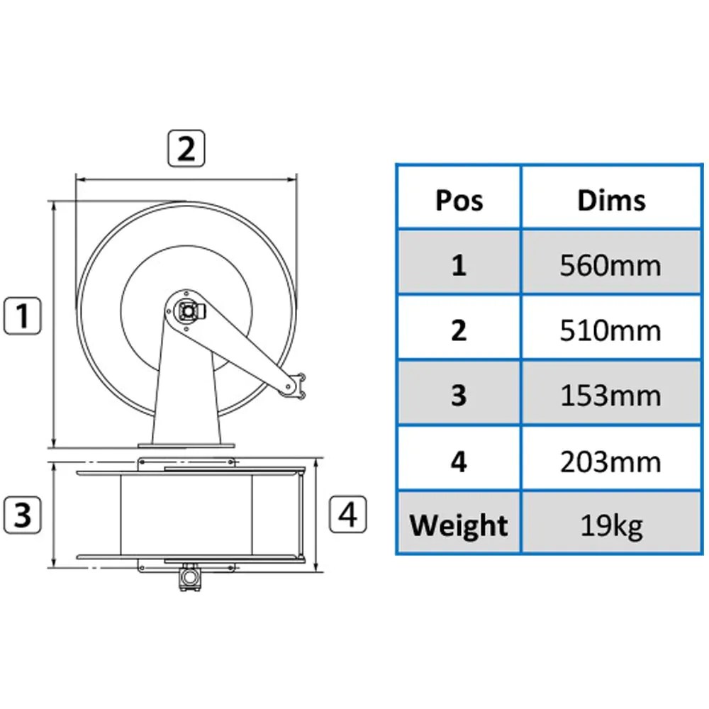 RM 534 STAINLESS STEEL AUTOMATIC HOSE REEL UP TO 28M