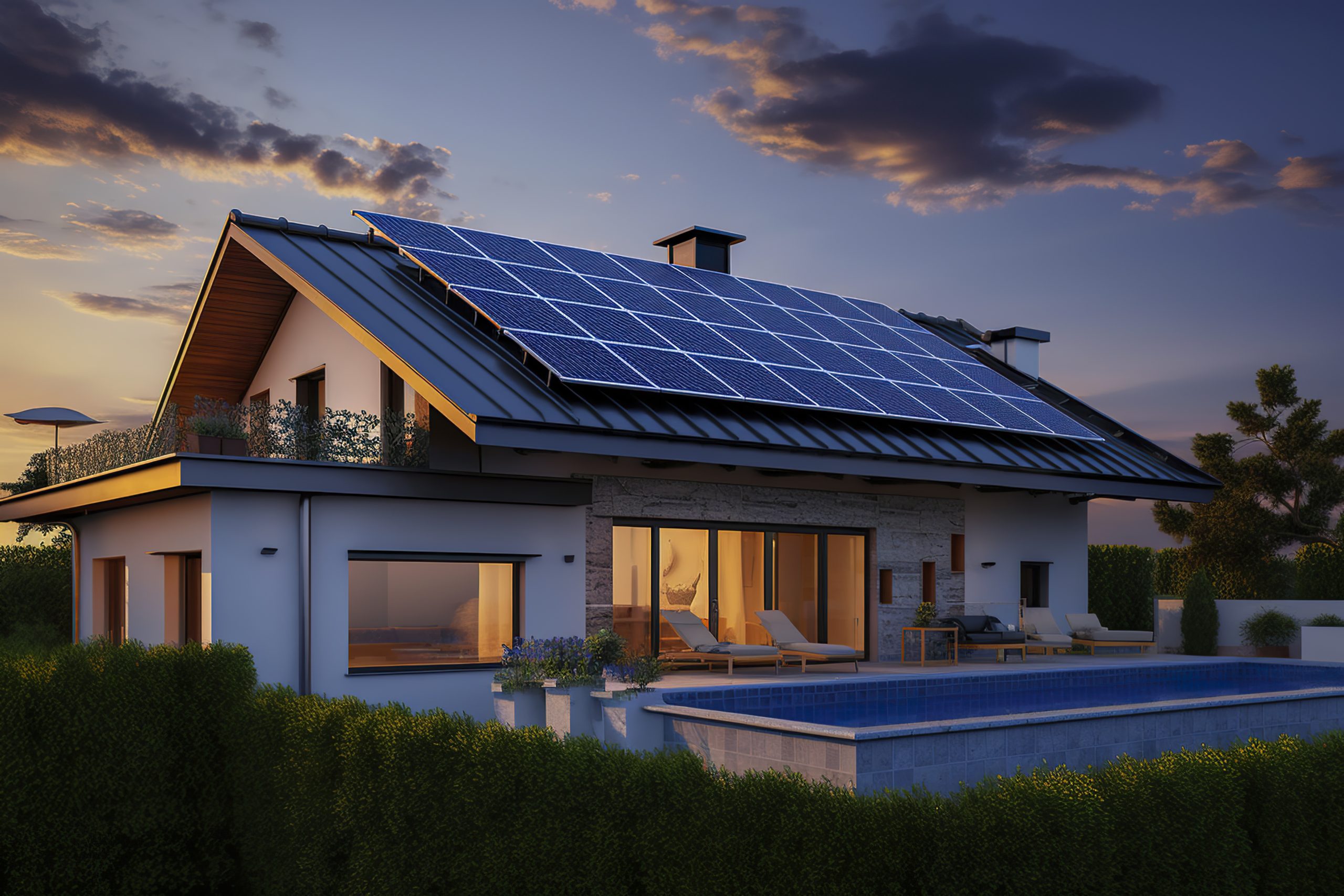 Modern house with solar panels Modern house with solar panels