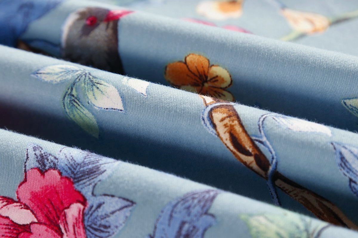 Eikei Botanical Garden Duvet Cover Set - 100% Brushed Cotton, Asian Tropical Floral Pattern (Queen, Marsala) - View #9