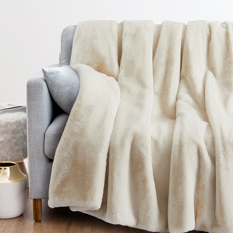 Double Sided Faux Fur Throw Blanket Silky Soft Oversized Afghan